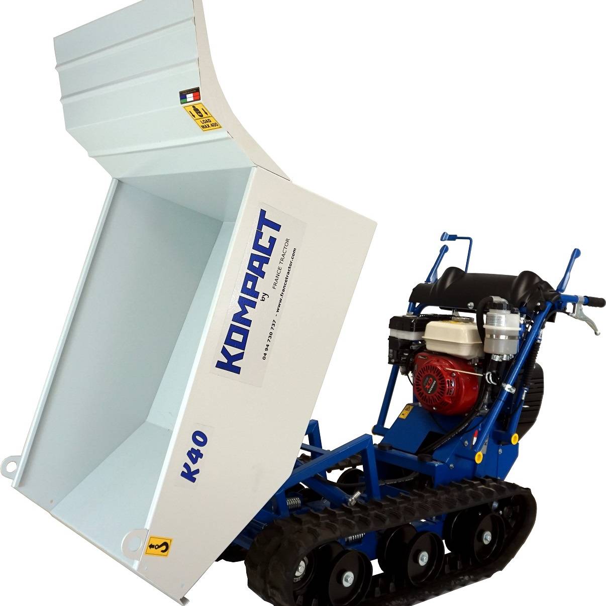 Transporteur à chenilles Kompact K40 à déversement hydraulique avec vuve 220 litres-Cuve hydraulique 200 L