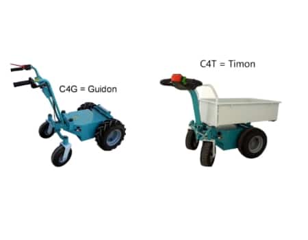 Brouette electrique à 4 roues guidon ou timon