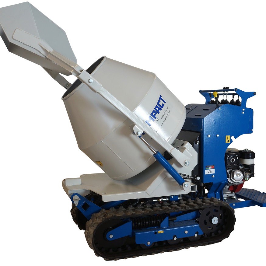 Bétonnière auto chargeuse 350 litres sur chenillard Kompact K80-Bétonnière auto-chargeuse 350L