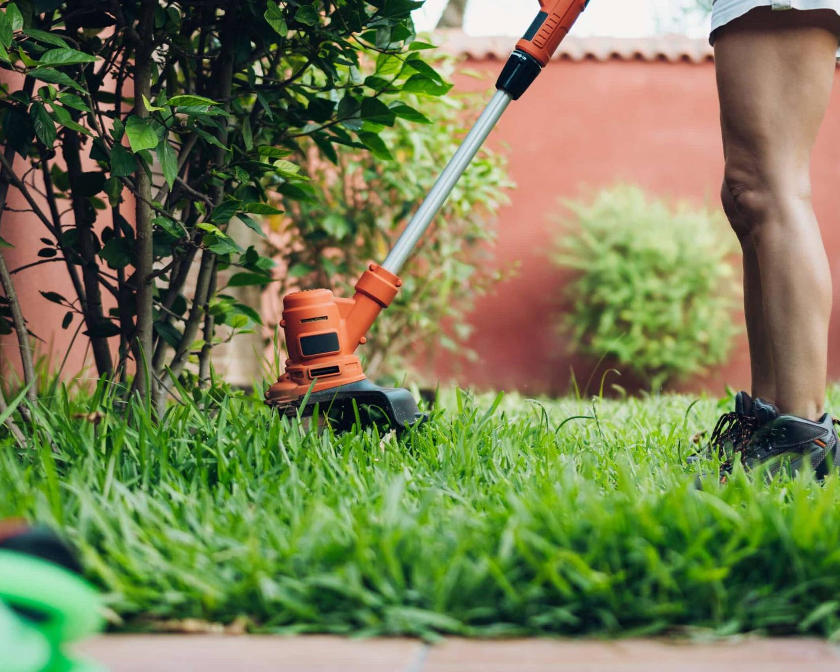 woman using the brushcutter cutting the lawn 2023 11 27 05 04 00 utc