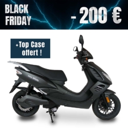 Offre Black Friday Easy Watts du 12/11/2025 au 14/12/2025, 200€ et un top case offert pour l'achat d'un scooter électrique E-Stock Air